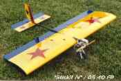 Plans built Stickit IV, OS 40FP with mousse can pipe. One of my all time favorite RC planes! (R.I.P)